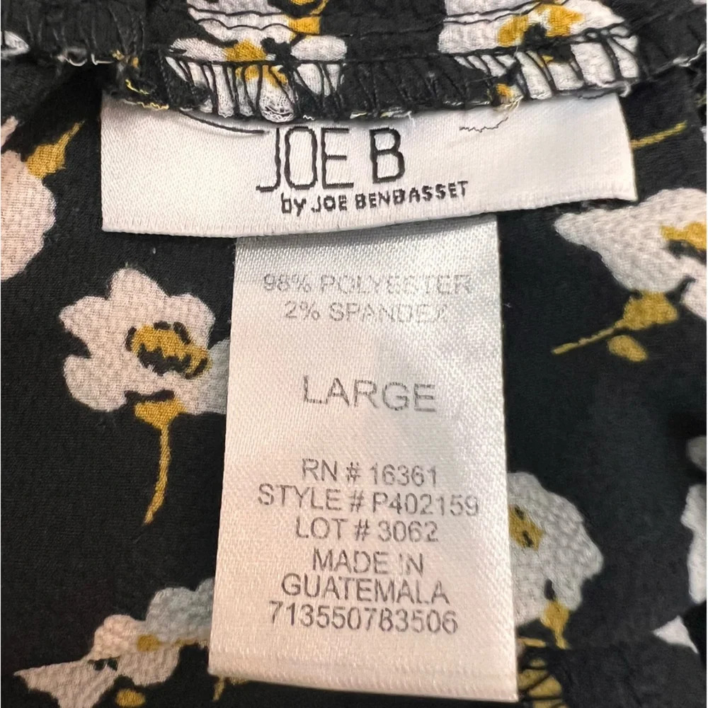 Joe B Black Ruffle Shorts with White Floral Design. Size Large. - Picture 2 of 8